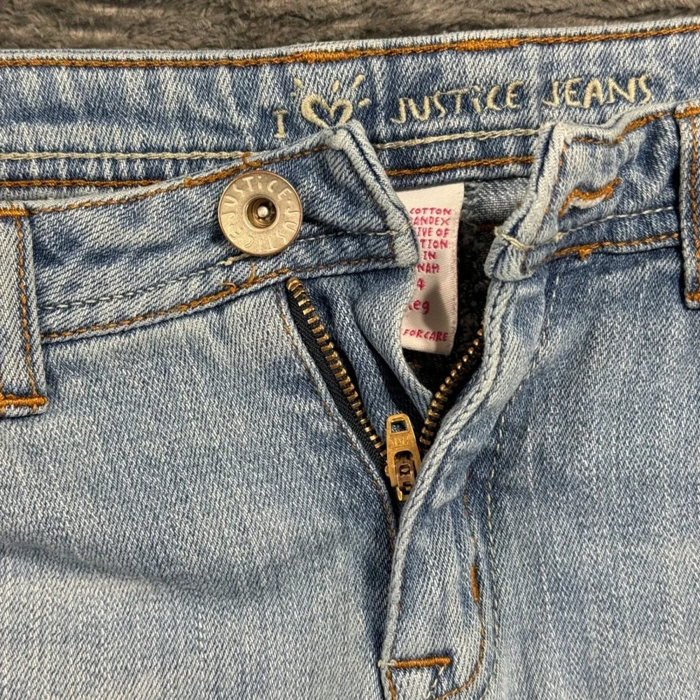 Justice Girls Light Wash Denim Jeans Size 14 Regular Stretch Blue Regular Fit‎